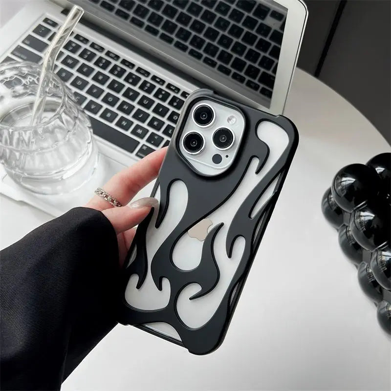 Funda de llamas metalizadas antigolpes para varios modelos de iPhone