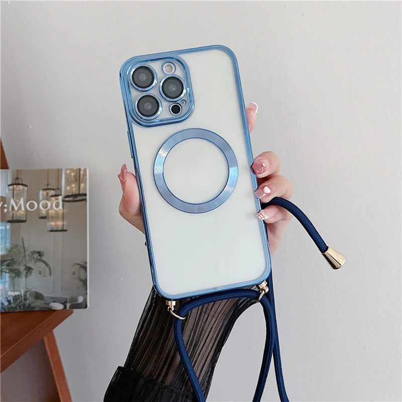 Funda con chapado magnético transparente para iPhone