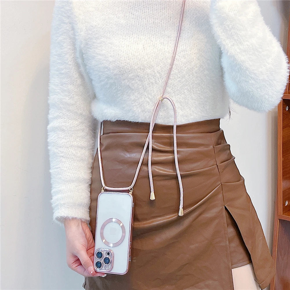 Funda con chapado magnético transparente para iPhone