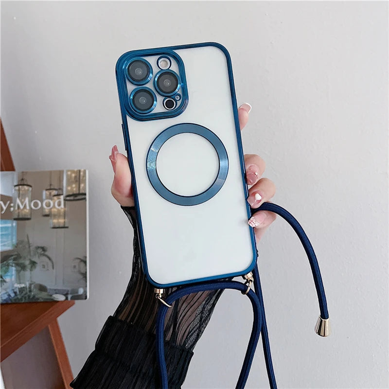 Funda con chapado magnético transparente para iPhone
