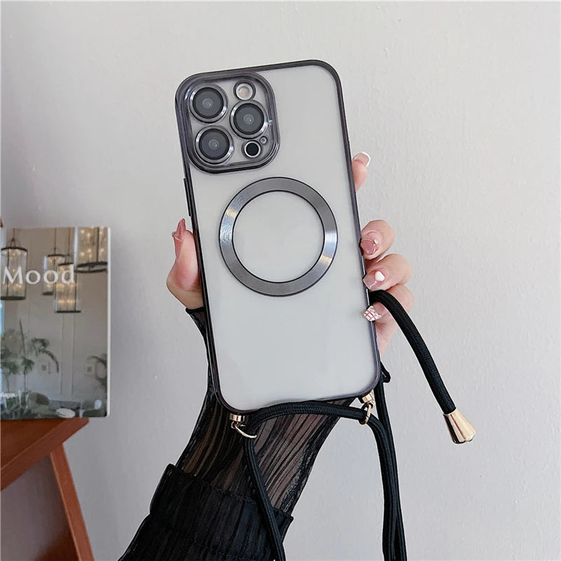 Funda con chapado magnético transparente para iPhone