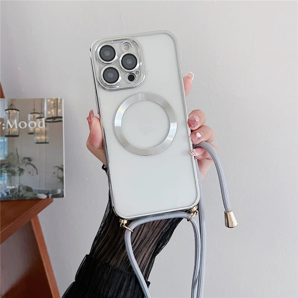 Funda con chapado magnético transparente para iPhone