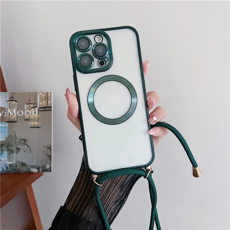 Funda con chapado magnético transparente para iPhone