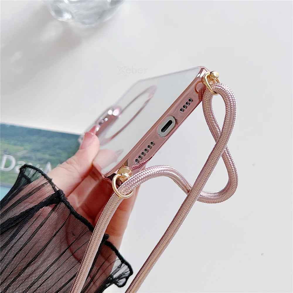 Funda con chapado magnético transparente para iPhone