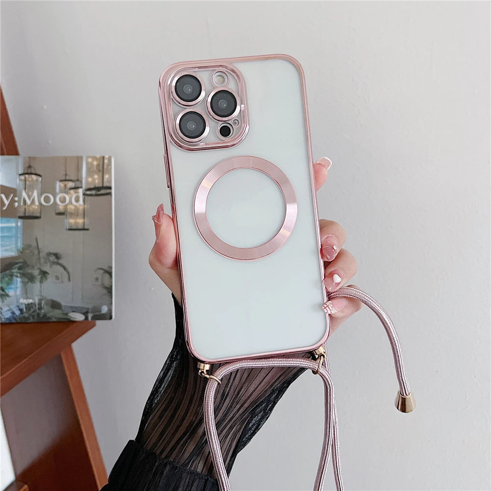 Funda con chapado magnético transparente para iPhone