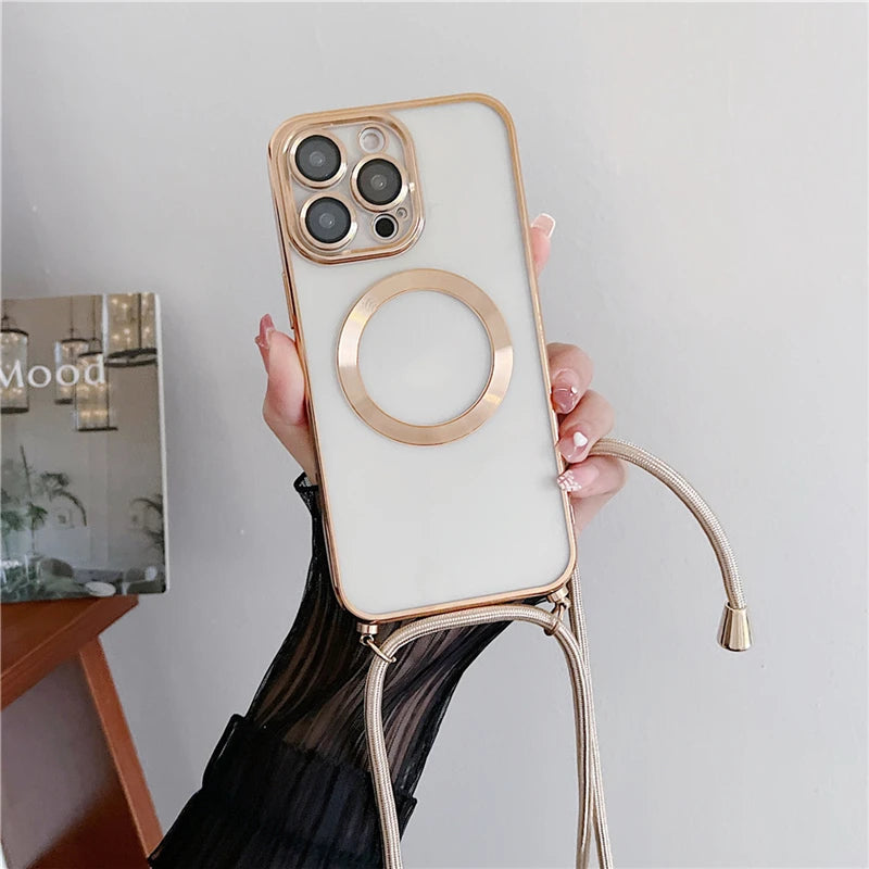 Funda con chapado magnético transparente para iPhone